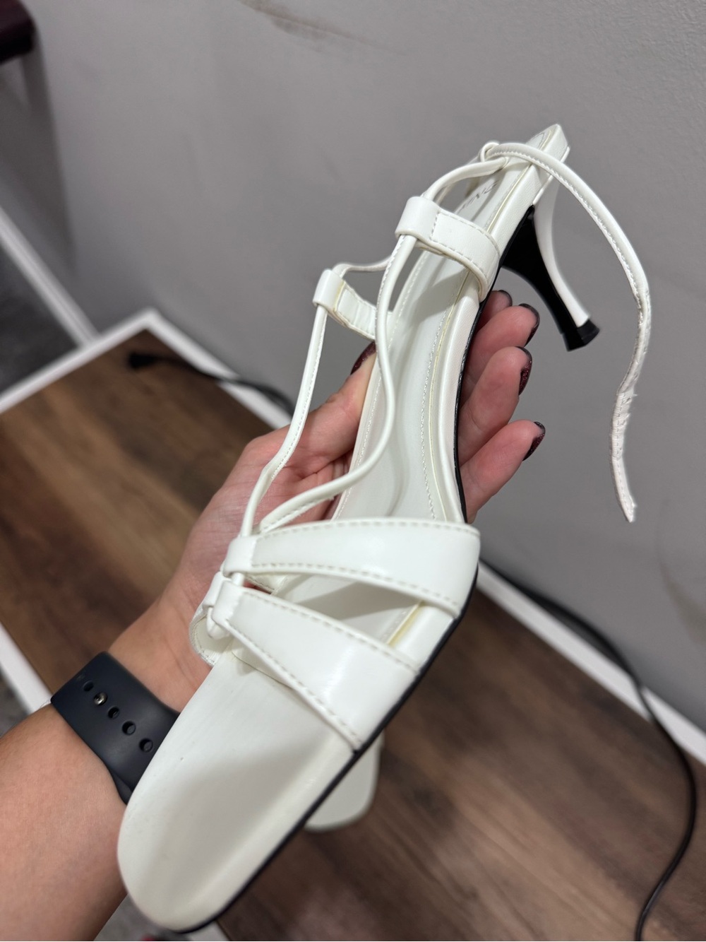 Mango White Strappy Stiletto Sandals